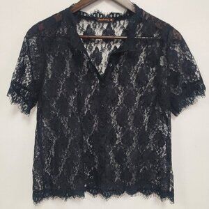 Dressberry Womens Fairy Grunge Lace Button Up Top Size M Black Whimsigoth Dressy